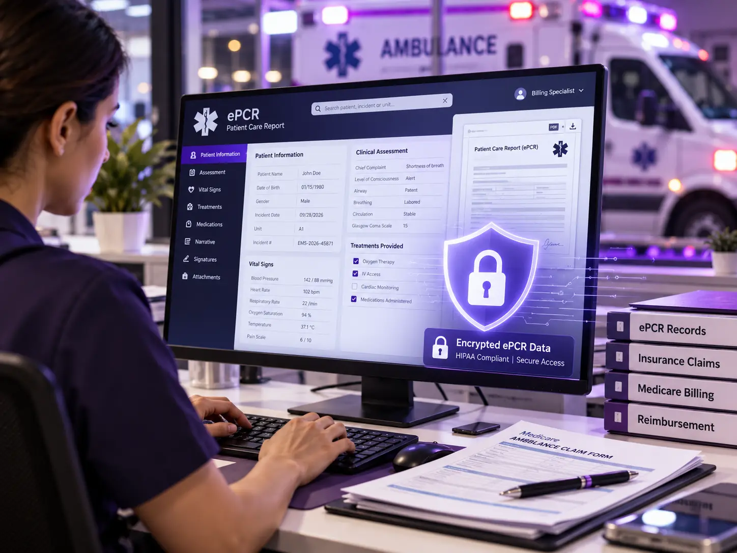 HIPAA-compliant ambulance billing services with encrypted EMS data