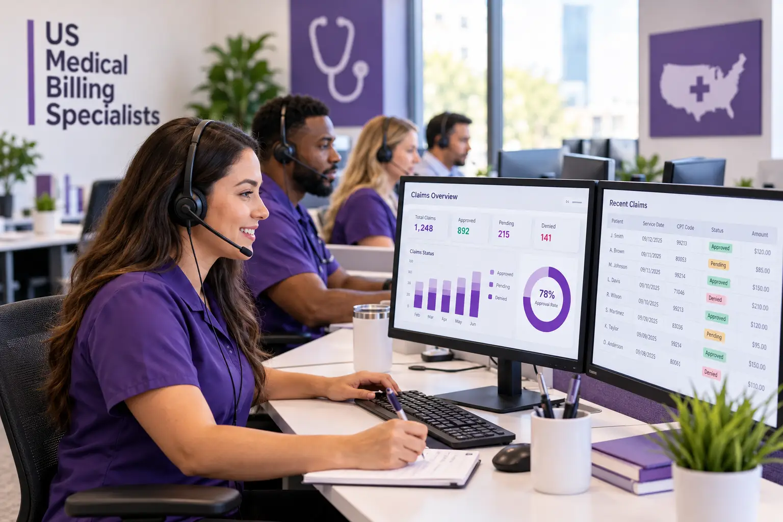Outsource MedClaim medical billing team reviewing claims
